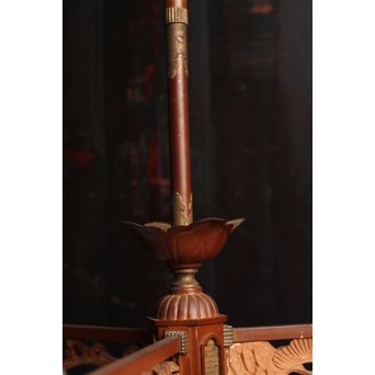 宣徳色と多彩色ガラスの3灯シャンデリア照明　A1268 