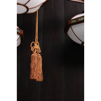 宣徳色と多彩色ガラスの3灯シャンデリア照明　A1268 