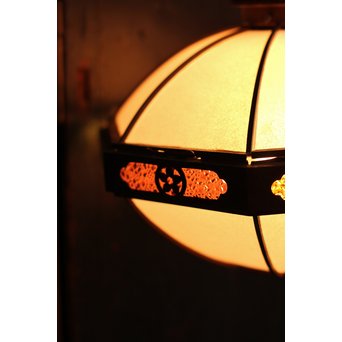 宣徳色と多彩色ガラスの3灯シャンデリア照明　A1268 