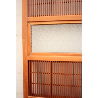 墨絵とプレスガラスの細身格子戸　2枚1組　L593 