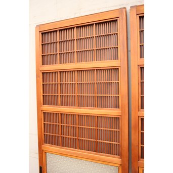 墨絵とプレスガラスの細身格子戸　2枚1組　L593 