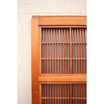 墨絵とプレスガラスの細身格子戸　2枚1組　L593 