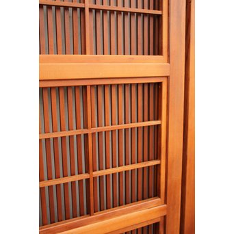 墨絵とプレスガラスの細身格子戸　2枚1組　L593 