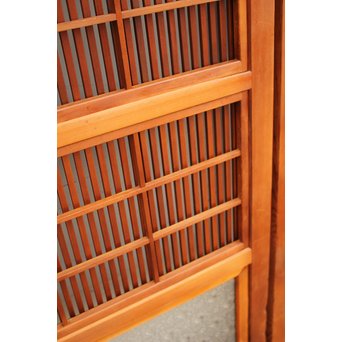 墨絵とプレスガラスの細身格子戸　2枚1組　L593 