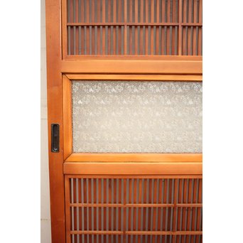 墨絵とプレスガラスの細身格子戸　2枚1組　L593 