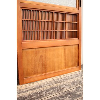 墨絵とプレスガラスの細身格子戸　2枚1組　L593 