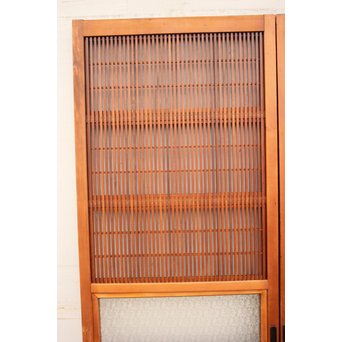 墨絵とプレスガラスの細身格子戸　2枚1組　L593 