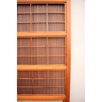 墨絵とプレスガラスの細身格子戸　2枚1組　L593 