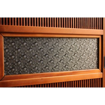 墨絵とプレスガラスの細身格子戸　2枚1組　L593 