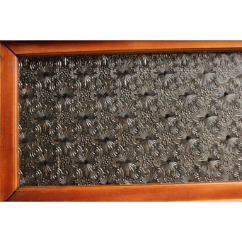 墨絵とプレスガラスの細身格子戸　2枚1組　L593 