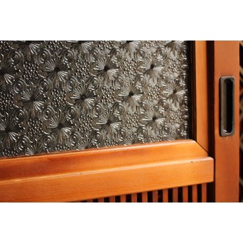 墨絵とプレスガラスの細身格子戸　2枚1組　L593 