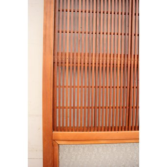 墨絵とプレスガラスの細身格子戸　2枚1組　L593 