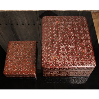 屈輪文彫漆硯箱　S1899 ※もちろん文箱と共にお使いいただくのも本来の形