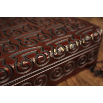 屈輪文彫漆硯箱　S1899 欠けの跡　使用には問題御座いません