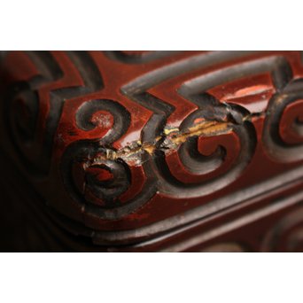 屈輪文彫漆硯箱　S1899 欠けの跡　使用には問題御座いません