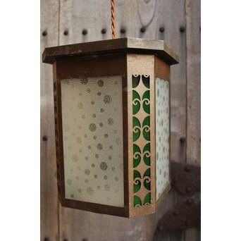 水玉と緑色ガラスの照明　A1310 