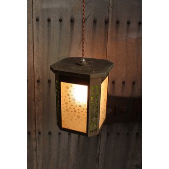 水玉と緑色ガラスの照明　A1310 