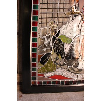 絵付けと腐食硝子の芸者ステンドガラス　GD767 