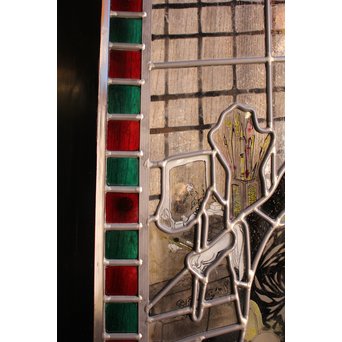 絵付けと腐食硝子の芸者ステンドガラス　GD767 