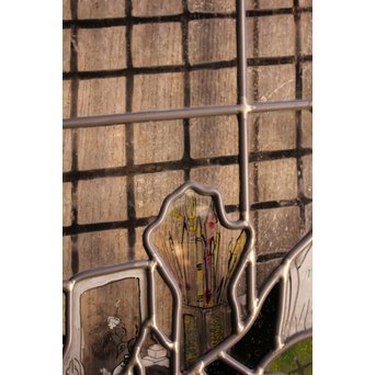 絵付けと腐食硝子の芸者ステンドガラス　GD767 