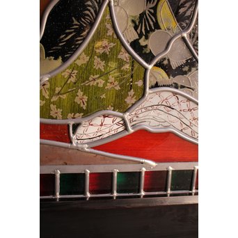 絵付けと腐食硝子の芸者ステンドガラス　GD767 