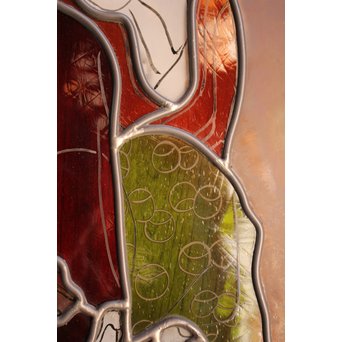 絵付けと腐食硝子の芸者ステンドガラス　GD767 