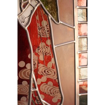 絵付けと腐食硝子の芸者ステンドガラス　GD767 