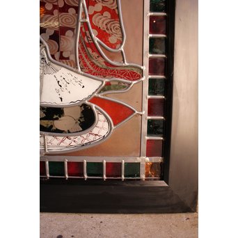 絵付けと腐食硝子の芸者ステンドガラス　GD767 