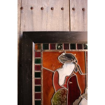 絵付けと腐食硝子の芸者ステンドガラス　GD767 