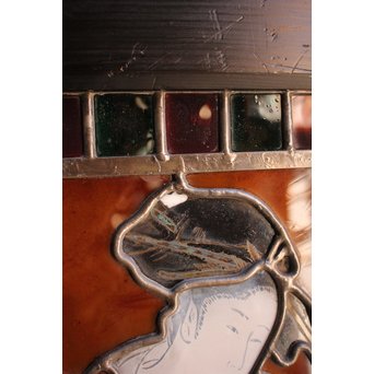 絵付けと腐食硝子の芸者ステンドガラス　GD767 