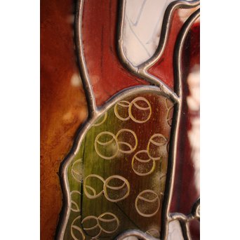 絵付けと腐食硝子の芸者ステンドガラス　GD767 