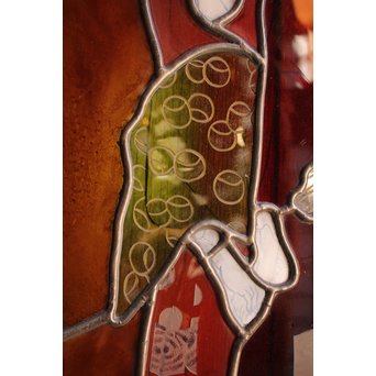 絵付けと腐食硝子の芸者ステンドガラス　GD767 