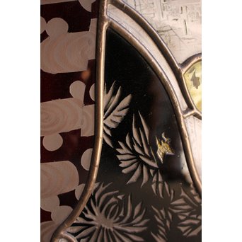 絵付けと腐食硝子の芸者ステンドガラス　GD767 