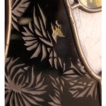 絵付けと腐食硝子の芸者ステンドガラス　GD767 