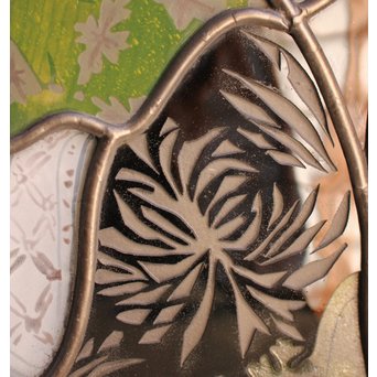 絵付けと腐食硝子の芸者ステンドガラス　GD767 