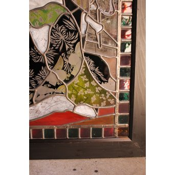 絵付けと腐食硝子の芸者ステンドガラス　GD767 