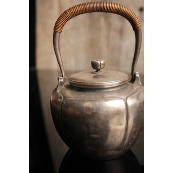 在銘阿古陀純銀瓶/湯沸/水注　K86 