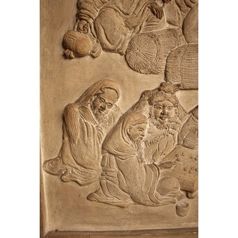 七福神 漆喰細工 鏝/こて絵 在銘　S1980 