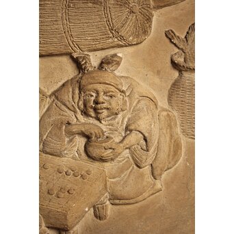 七福神 漆喰細工 鏝/こて絵 在銘　S1980 