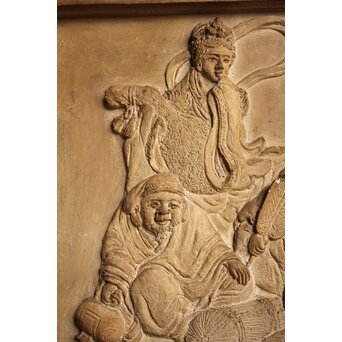 七福神 漆喰細工 鏝/こて絵 在銘　S1980 