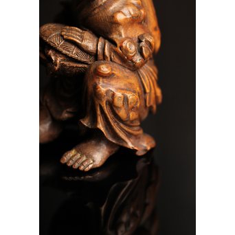 竹彫 和合千人 擺件/置物　S2031 