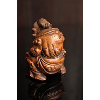 竹彫 和合千人 擺件/置物　S2031 