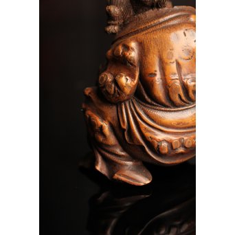 竹彫 和合千人 擺件/置物　S2031 