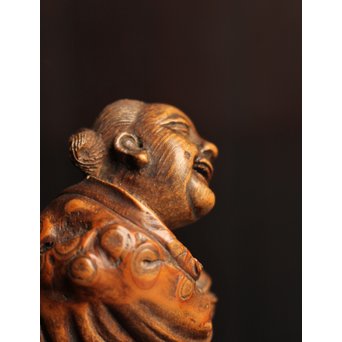 竹彫 和合千人 擺件/置物　S2031 