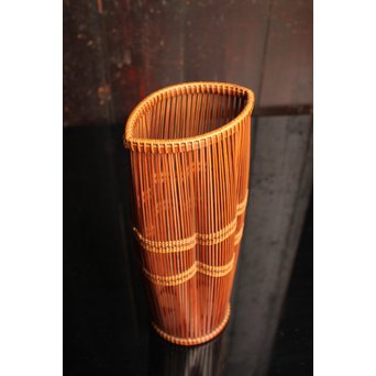 小菅吼月作竹編花籠　S2036 