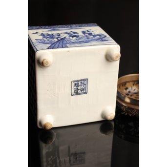 三浦竹泉銘祥瑞手銀火屋四方香炉　K104 