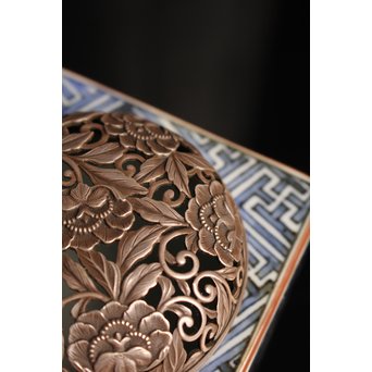 三浦竹泉銘祥瑞手銀火屋四方香炉　K104 