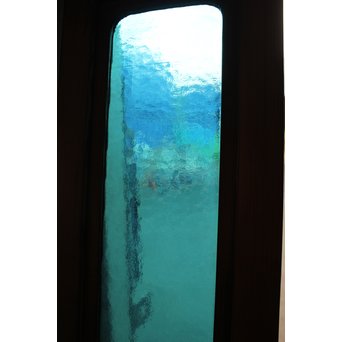 青い石目色ガラスの欄間/明り取り　R1533 