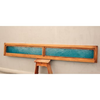 青い石目色ガラスの欄間/明り取り　R1533