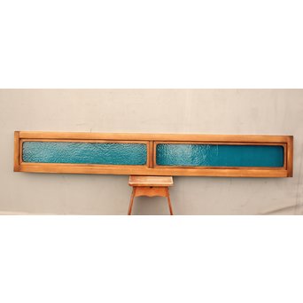 青い石目色ガラスの欄間/明り取り　R1533 